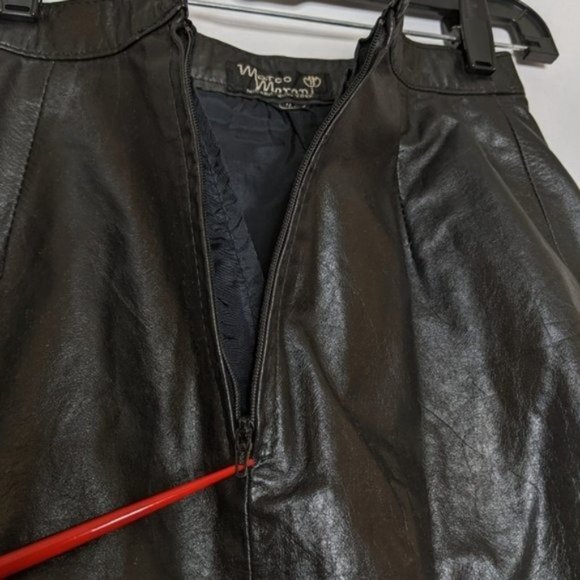 Marco Morani Milan New York Skirt Black Leather Fits EXTRA SMALL XS VINTAGE VTG - Picture 7 of 10